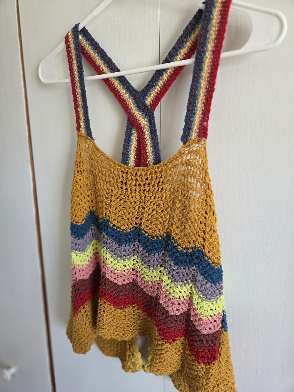Free People Mustard Crochet Striped Tank Top - Multi - Picture 5 of 11